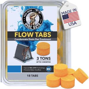 imageHVAC Guys Flow Tabs with Gel Lock Technology  18 Pack  Keeps Drain Pans Clean Prevents Overflow 3 Ton Tab Lasts up to 3 Months  1 Tab is equal to 18 Regular Tablets 324 total  Made in the USA18Pack